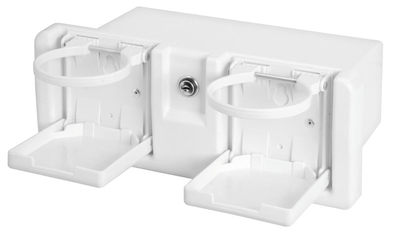 Indbygget opbevaringsrum med 2 kopholdere, 335 × 130 mm