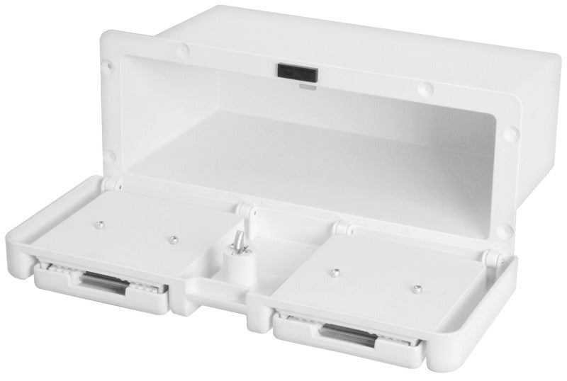 Indbygget opbevaringsrum med 2 kopholdere, 335 × 130 mm