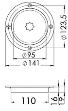 Wasserdichte Inspektionsluke aus AISI 316 – Durchgang 95 mm, Außen-Ø 141 mm