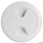 Round inspection hatch in white polypropylene with hidden mounting screws, opening Ø 102 mm