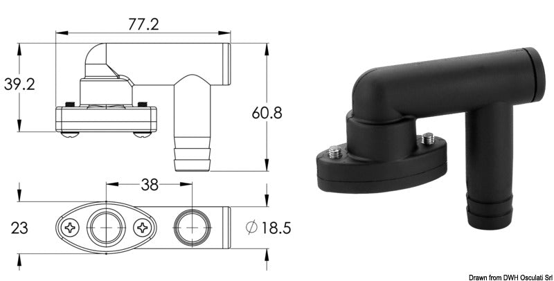 Vandfælde til tankudluftning Ø 16 mm