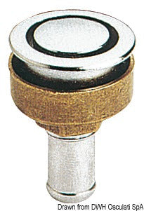 Planmonteret brændstoftankudluftning i forkromet messing, lige, Ø 16 mm
