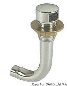 Brændstoftankudluftning i forkromet messing med 90° slangestuds, venstre, 16 mm