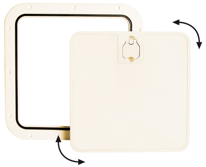 Inspektionsluge med aftageligt frontdæksel, creme RAL 9001, 375 × 375 mm