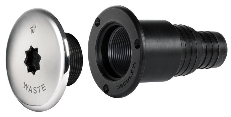 Clever dæksstuds i teknopolymer og rustfrit stål – WASTE, Ø38/50 mm