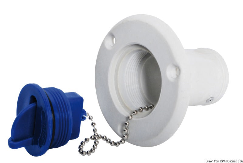 Dækspåfyldningsstuds i nylon/glasfiber til vand, 38 mm, lyseblåt dæksel