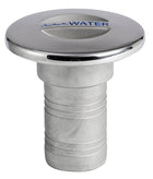 Flush-mounted water deck filler in mirror-polished AISI 316 stainless steel, 38 mm