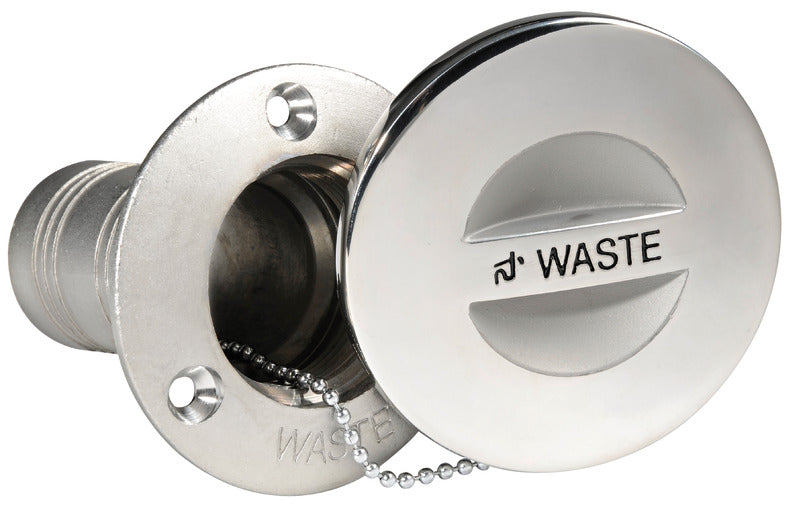 Planforsænket WASTE-dæksforskruning i spejlpoleret AISI 316, 38 mm
