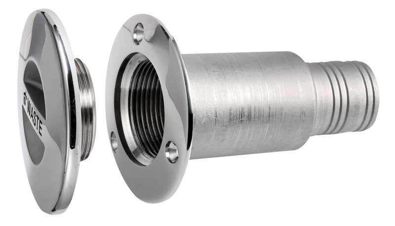 Planforsænket WASTE-dæksstuds i spejlpoleret AISI 316, Ø38 mm, flange Ø96,3 mm