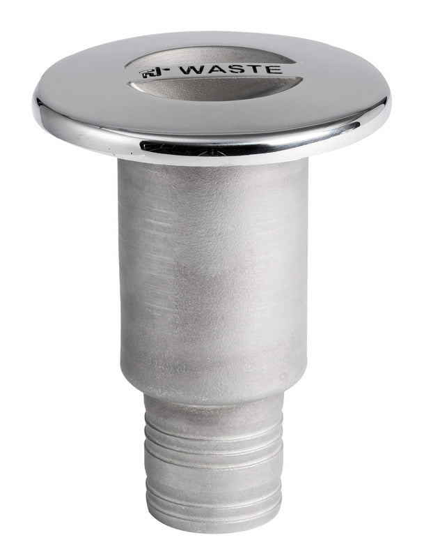Planforsænket WASTE-dæksstuds i spejlpoleret AISI 316, Ø38 mm, flange Ø96,3 mm