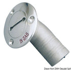 FUEL flush-mount deck filler with 30° angled hose barb in mirror-polished AISI 316 – Ø 50 mm