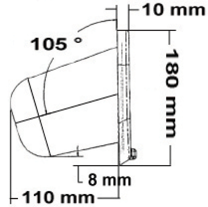 Opbevaringsrum i poleret ABS 470 × 180 mm med lås, dybde 110 mm