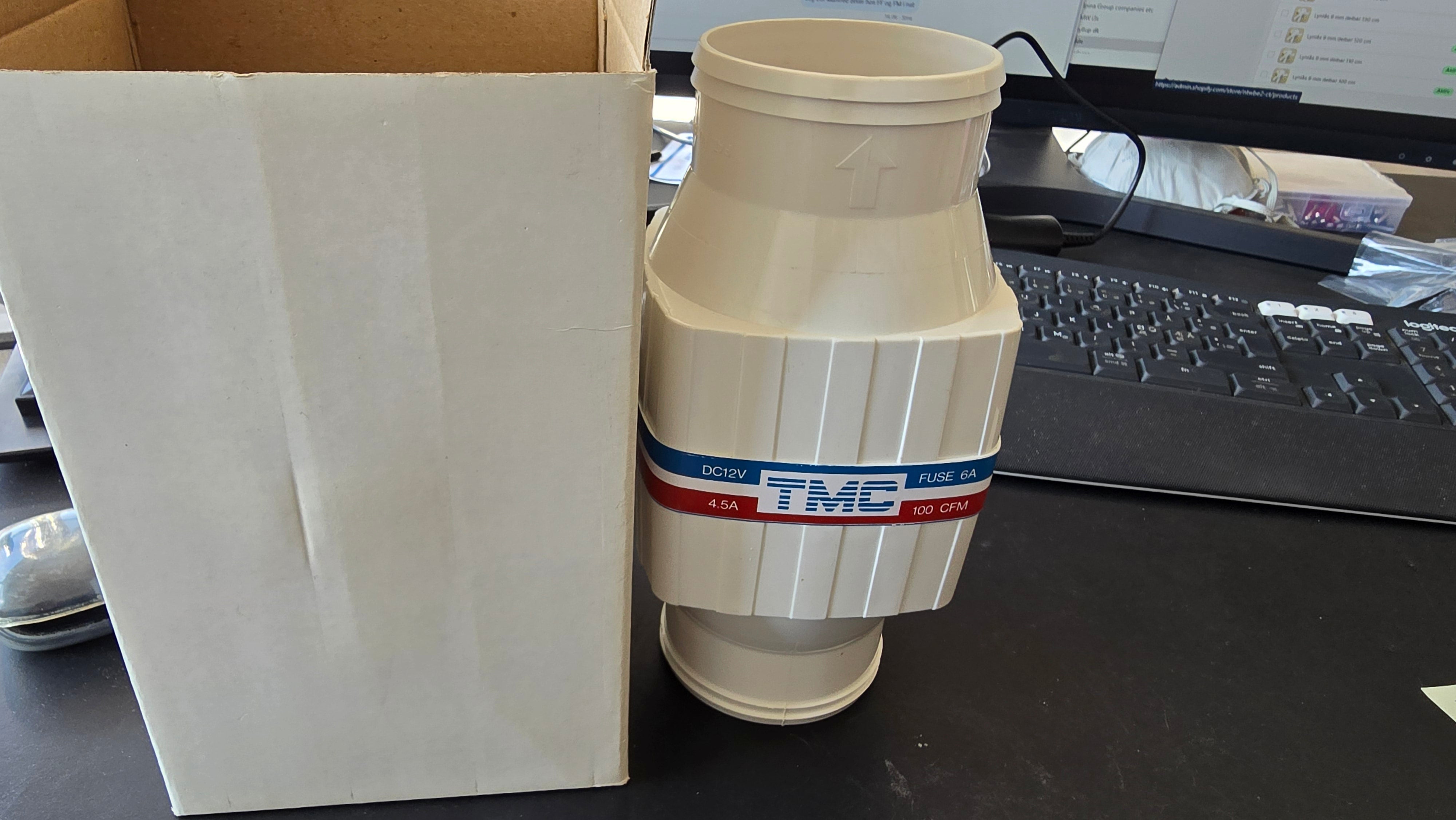 Outlet: TMC motorrumsventilator in-line 12V Ø80 mm