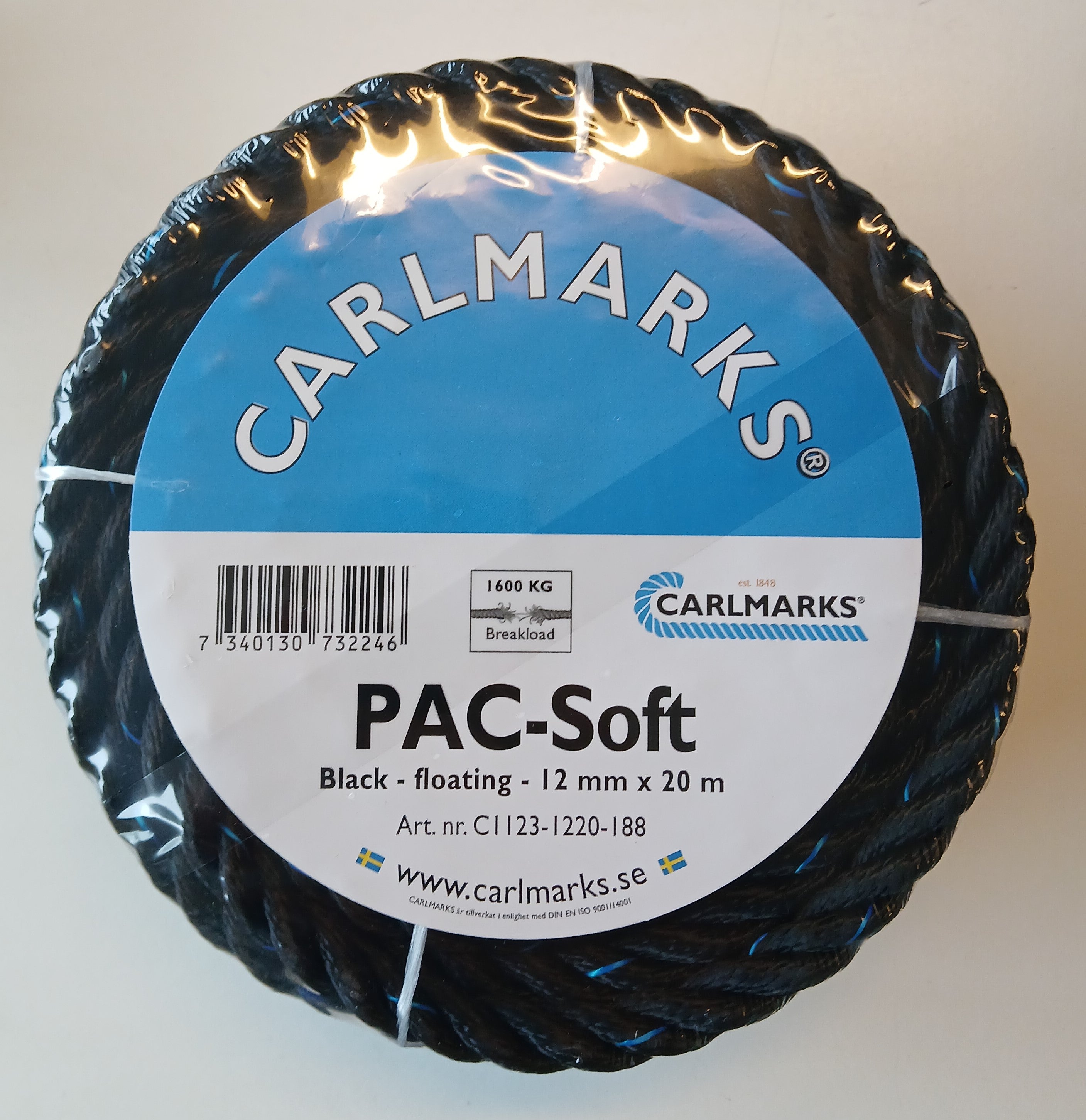 Liros "Carlmarks"  3-slået tovværk  12 mm x 20 m (sort)