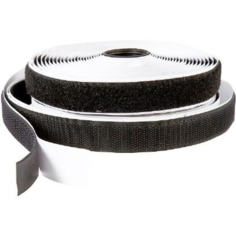 Velcrobånd sort hook & loop m/lim 20 mm x 25 m