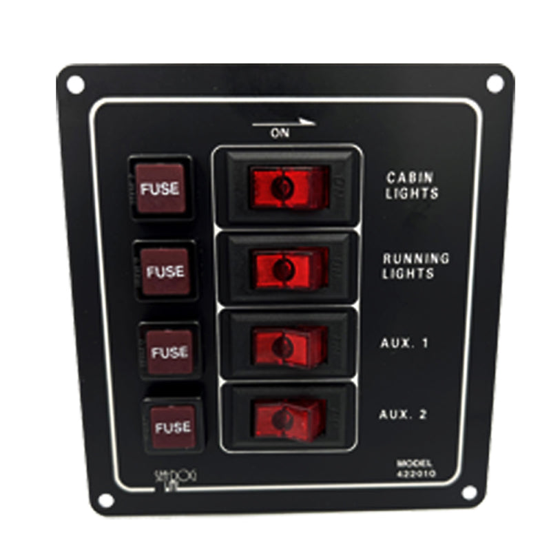 Electrical panel aluminum vertical 4 fuses H:127 x W:114 mm
