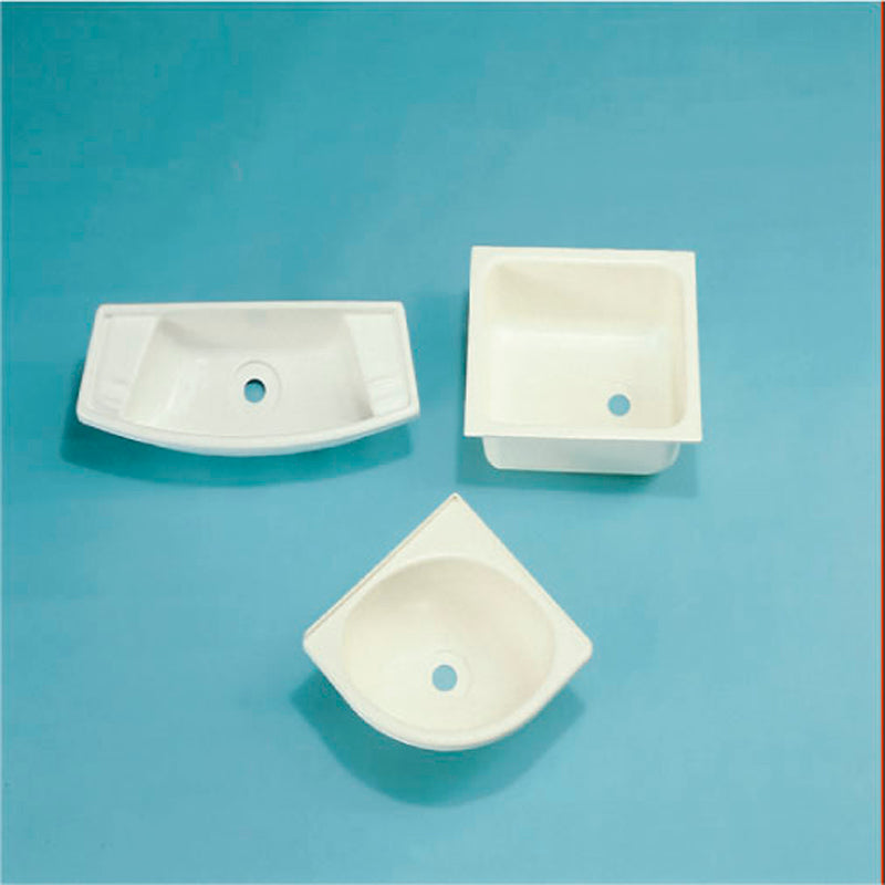 Håndvask hvid plast trekantet   280 x 280 x 102 mm