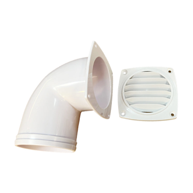 Ventilation grille white ABS 90° for 75 mm hose