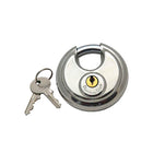 Discus padlock stainless steel w/2 keys Ø:70 mm Shackle Ø:9.5 mm