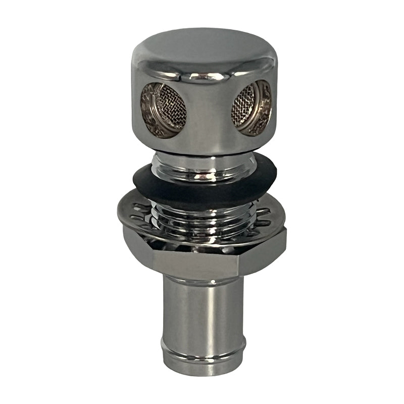 Tankudluftning forkromet lige hul Ø17 mm slange 16 mm