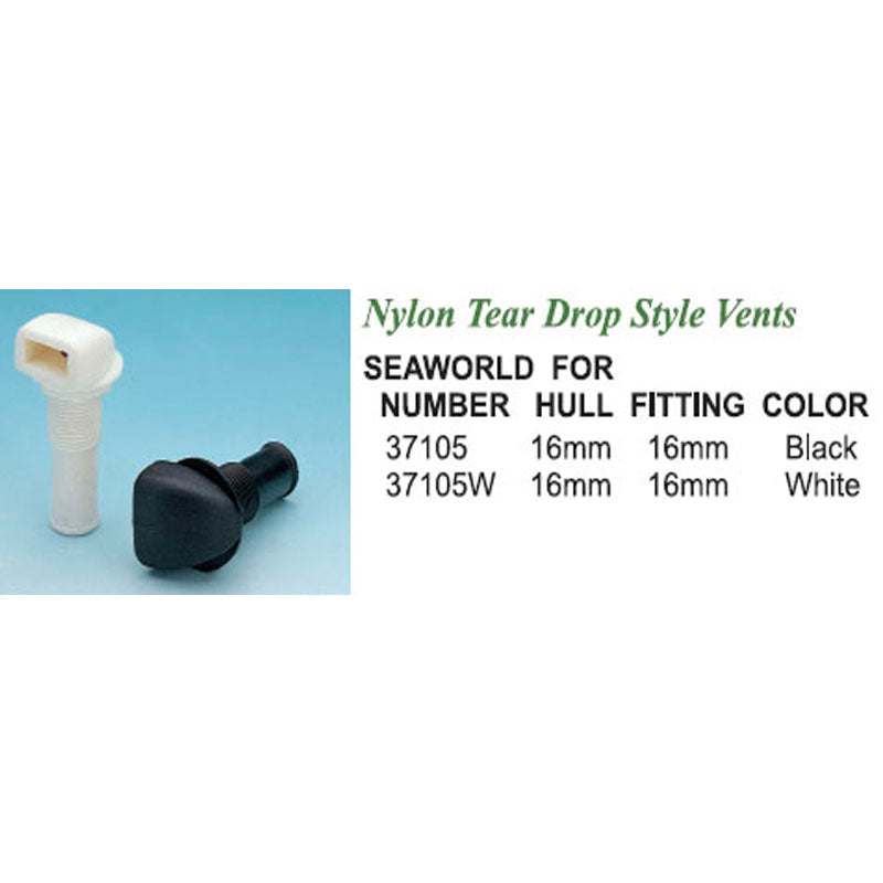 Tankudluftning nylon hvid studs Ø16 mm til skrog 12 mm