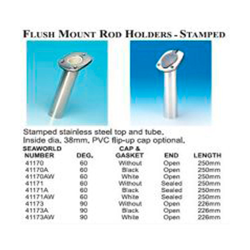 Stangholder rustfri flush mount 90° med låg L 226 mm Ø38 mm