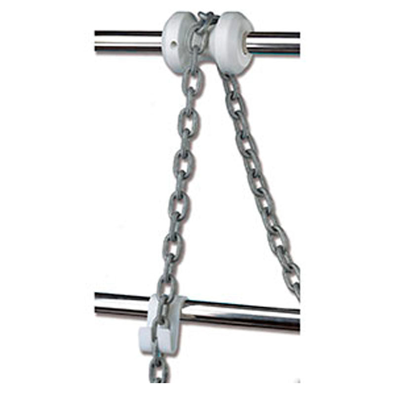 Ankerrulle og kædekrog til ræling hvid plast f/pulpit Ø:22-25 mm