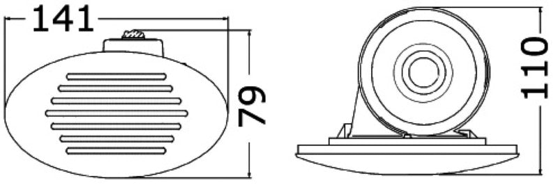 Indbygget membranhorn med spiraldiffusor 12 V, 112 dB, hvid