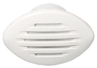 Indbygget signalhorn i hvid ABS, 12 V, 105 dB, frontplade 130 × 85 mm