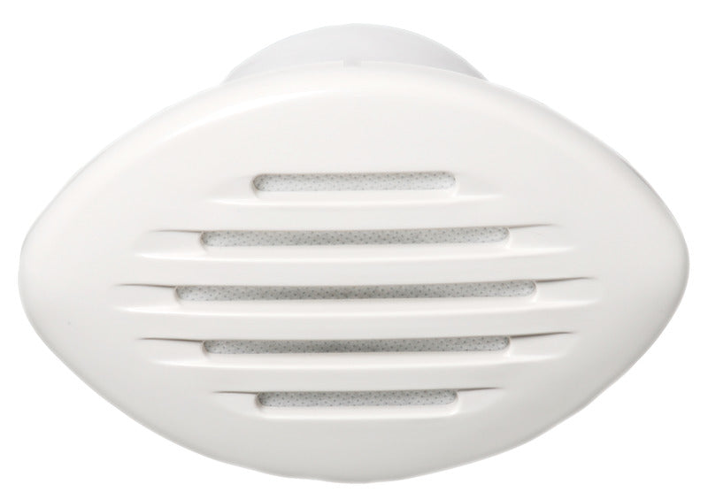Indbygget signalhorn i hvid ABS, 12 V, 105 dB, frontplade 130 × 85 mm