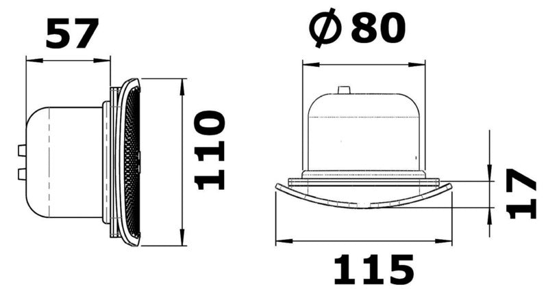 Sound indbygget elektrisk signalhorn – rund version, 12 V, 105 dB