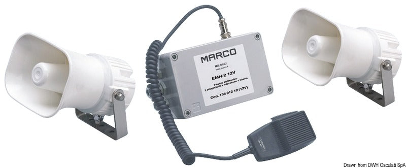 Marco EMH-2 multifunktionelt elektronisk signalhorn med 2 vandtætte højttalere, 12 V