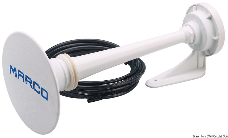 MARCO PW3 pneumatisk skibshorn i messing, hvid, 24 V, 132 dB, til fartøjer 20–75 m
