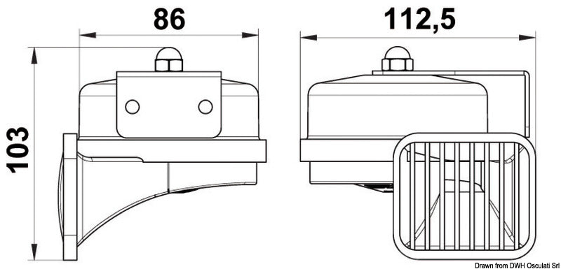 Kraftigt elektrisk enkeltmembranhorn i forkromet ABS, 12 V