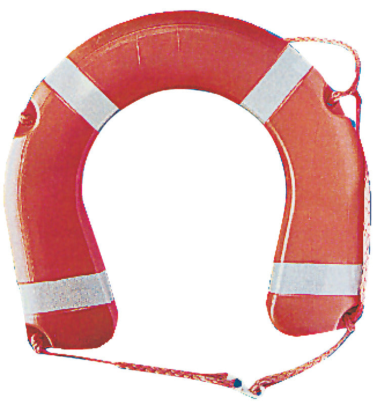 Hesteskoformet redningskrans i orange polyethylen med polyurethanskum, 35 × 60 cm