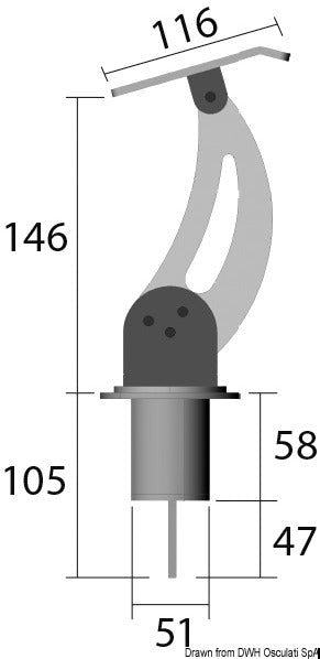 Aftagelig universalholder til tender – dobbelt arm, flad støtte, 70 kg