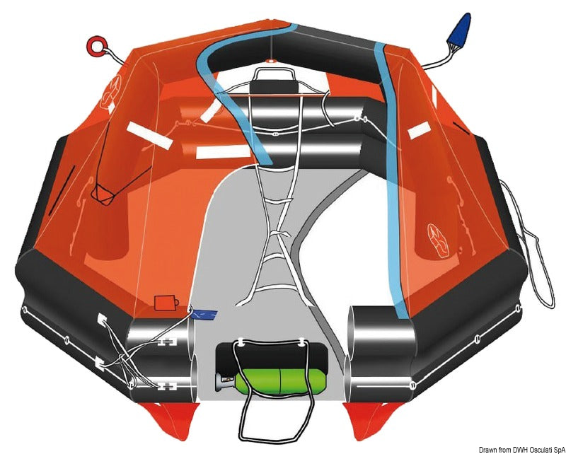 Arimar Deep Sea Compact SOLAS-redningsflåde B Pack Roll – 12 personer – 118 × 64 × 59 cm