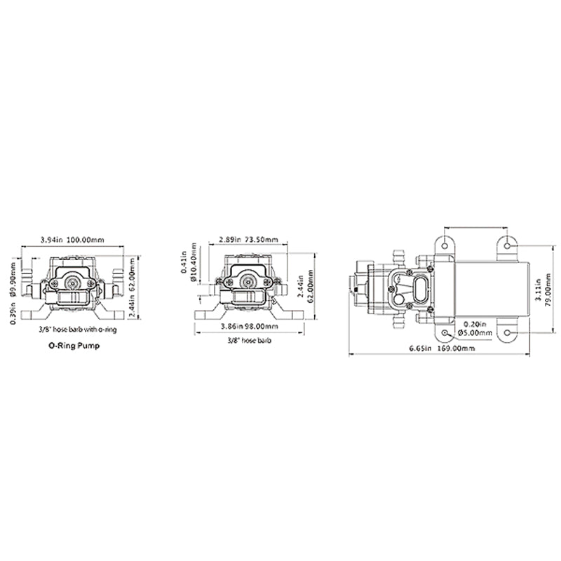 Seaflo Trykvandspumpe 12V     4,3 lpm  2,4 bar