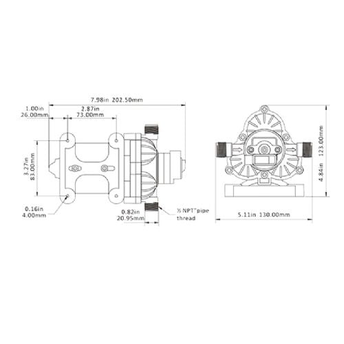 Seaflo Pressure water pump 12V 11.3 lpm 3.1 bar 