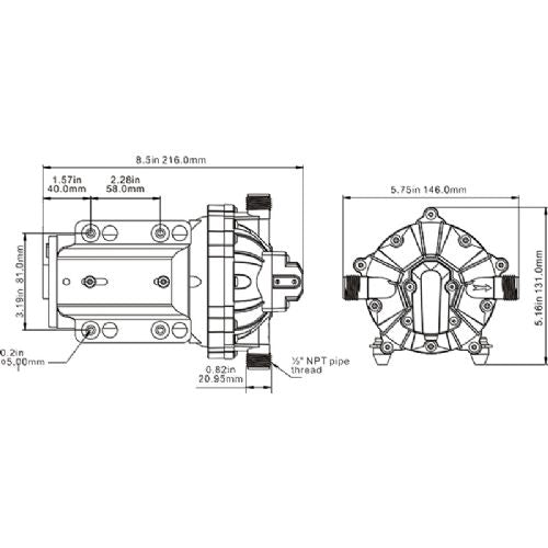 Seaflo Pressure Water Pump 12V 18.9 lpm 4.2 bar 5 chamber