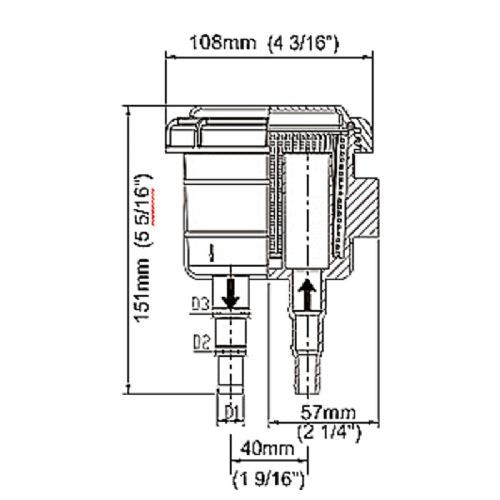Seaflo seawater filter large 25/32/38 mm 