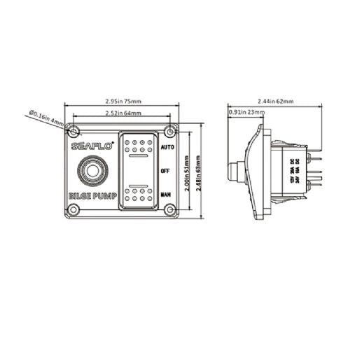 Seaflo switch panel for electric toilets 12V/24V