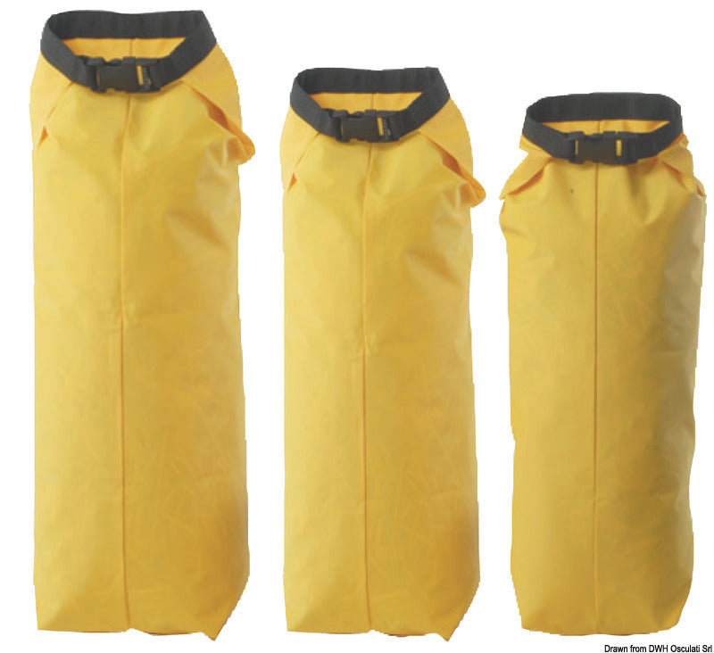 Vandtæt tørsæk i gul PVC-belagt polyester, 300 × 600 mm, 13 l