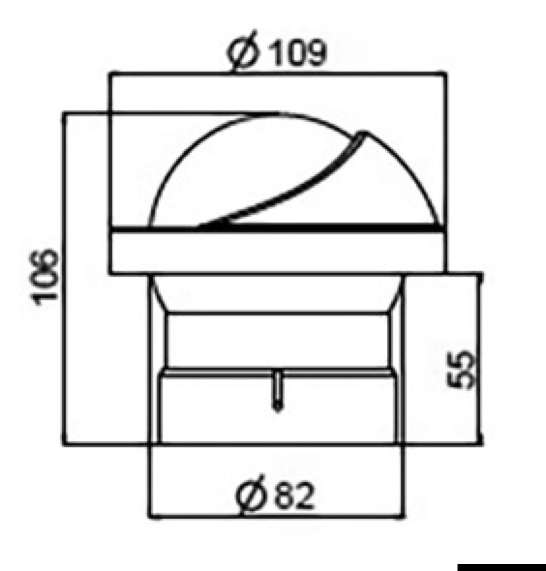 Riviera Artica Slim 2¾″ magnetisk indbygningskompas, sort, frontaflæst, sort kompasrose