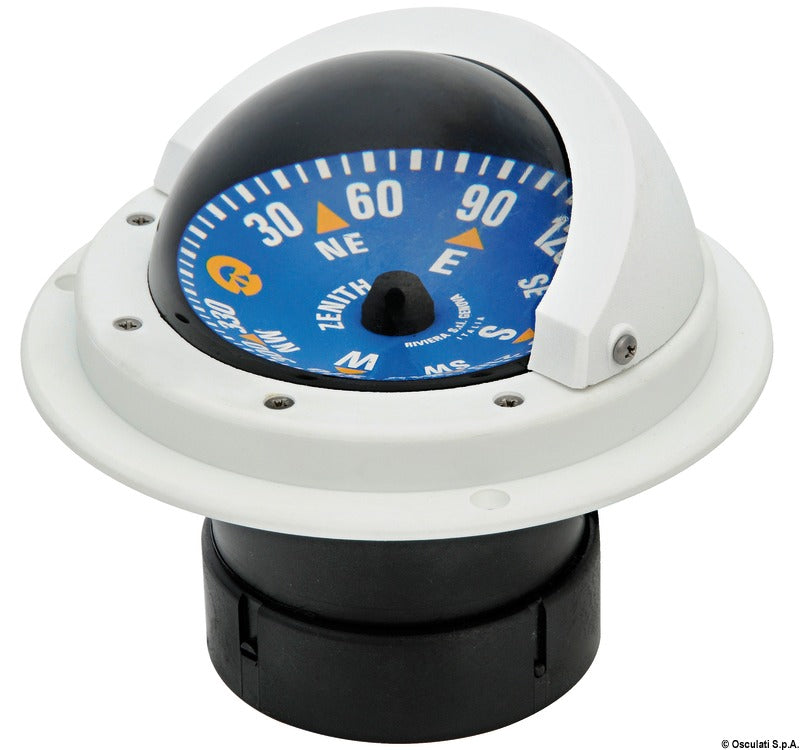 Riviera Zenith BZ1/AVB 3″ indbygget magnetkompas – blå kompasrose/hvidt hus, high-speed
