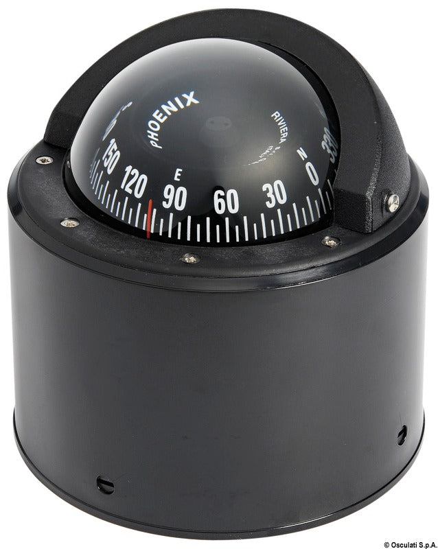 Riviera Zenith 3" marinekompas BH3/AV – sokkelmontering, frontaflæsning, sort