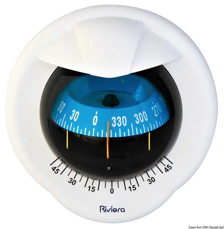 Riviera Polare BP1 3″ skotkompas, hvidt hus/blå kompasrose