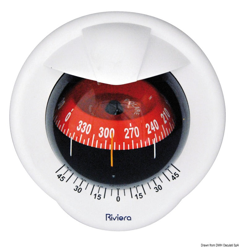 Riviera Pegasus BP2 4″ magnetkompas til skotmontering, hvid/rød