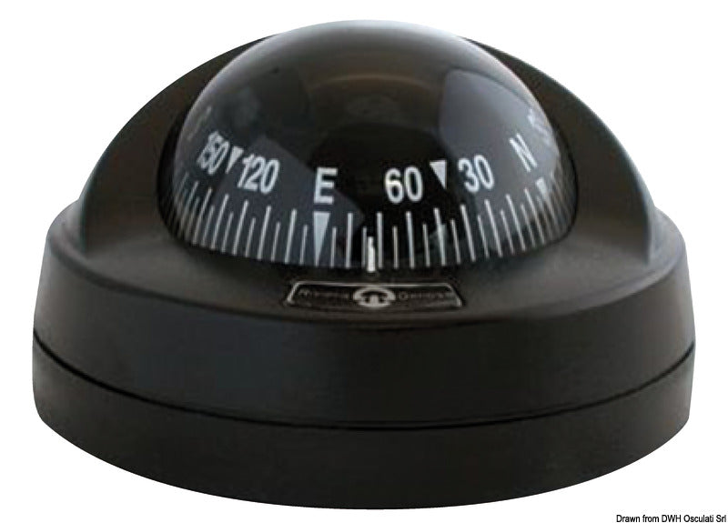 Riviera Aries 2½″ magnetkompas med bajonetmontering – sort/sort