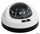 Riviera Aries 2½" marine compass with bayonet base – black compass rose, white/black housing